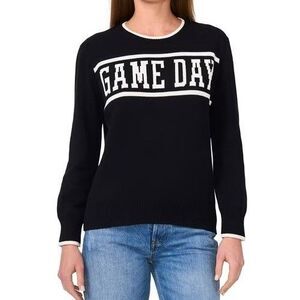NWT Vince Camuto Women's Game Day Crewneck Sweater Size Large Black